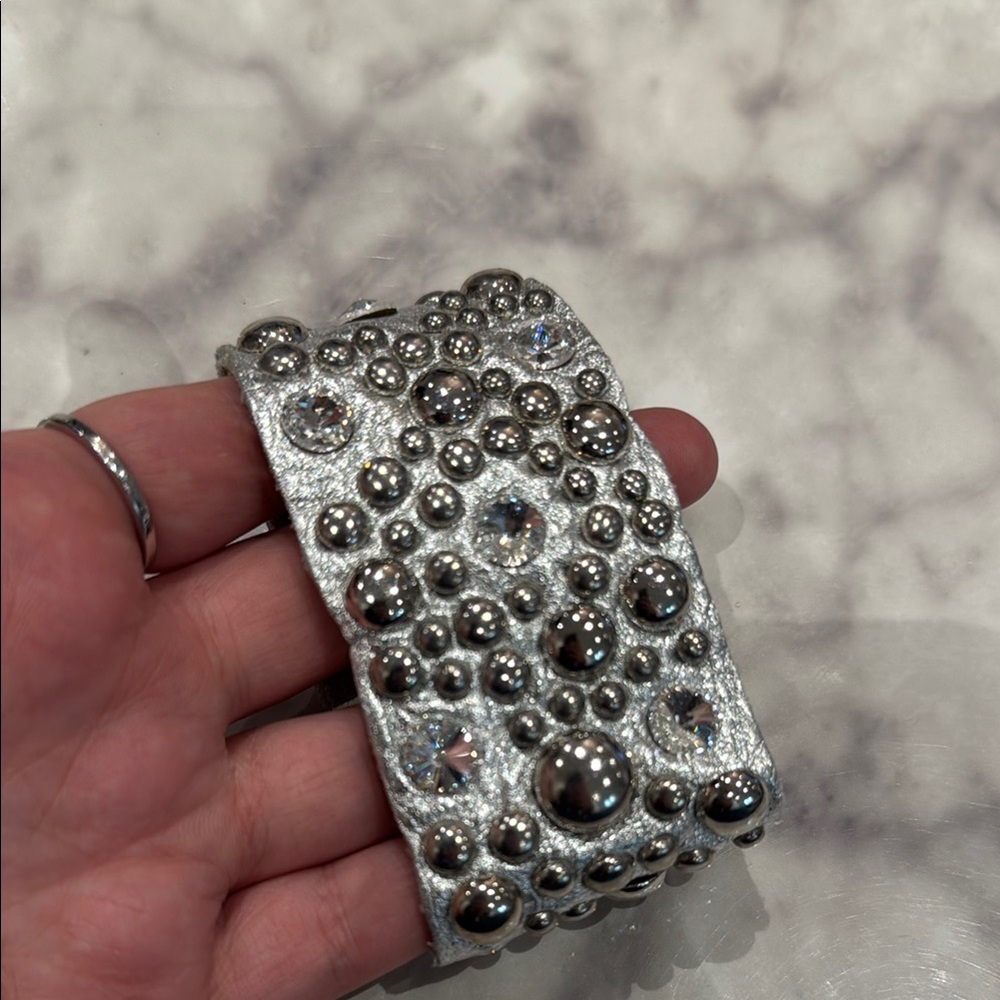 Silver Studded Bracelet Leather & Suede
